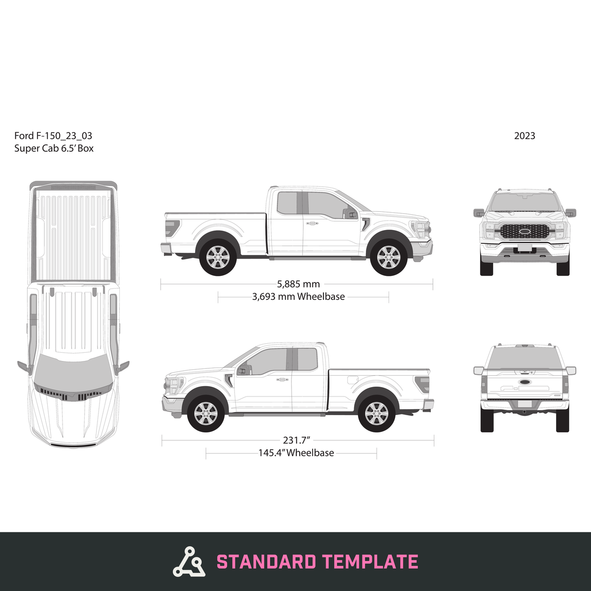 2023 Ford F-150 vector wrap template V03, Design-Ready PDF - GravBase