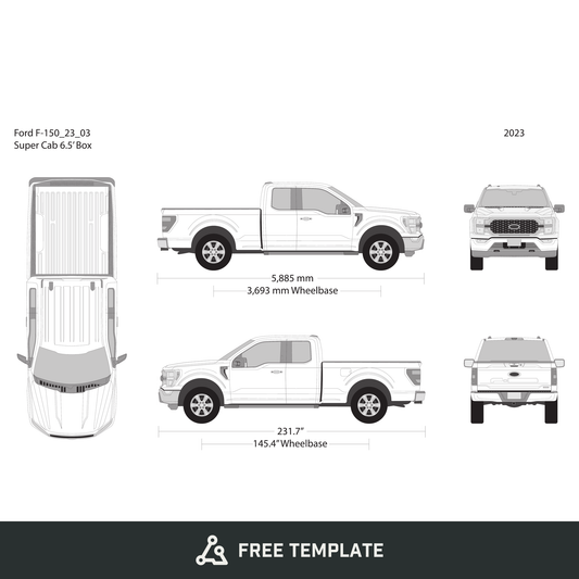 2023 Ford F-150 free vector vehicle wrap template - GravBase