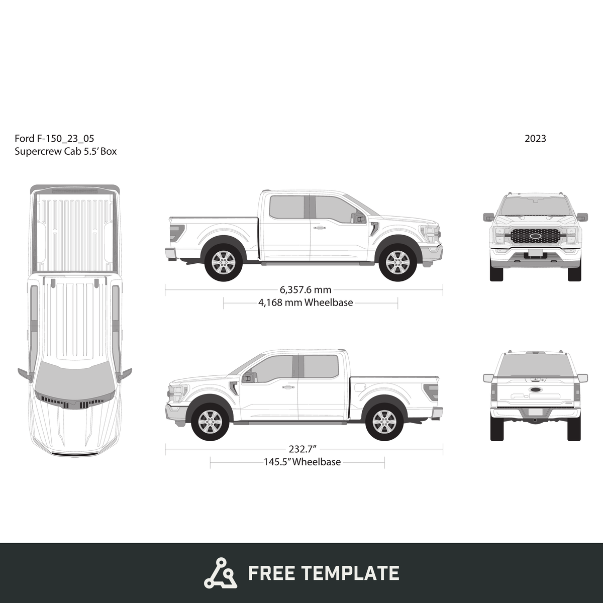 2023 Ford F-150 free vector vehicle wrap template - GravBase