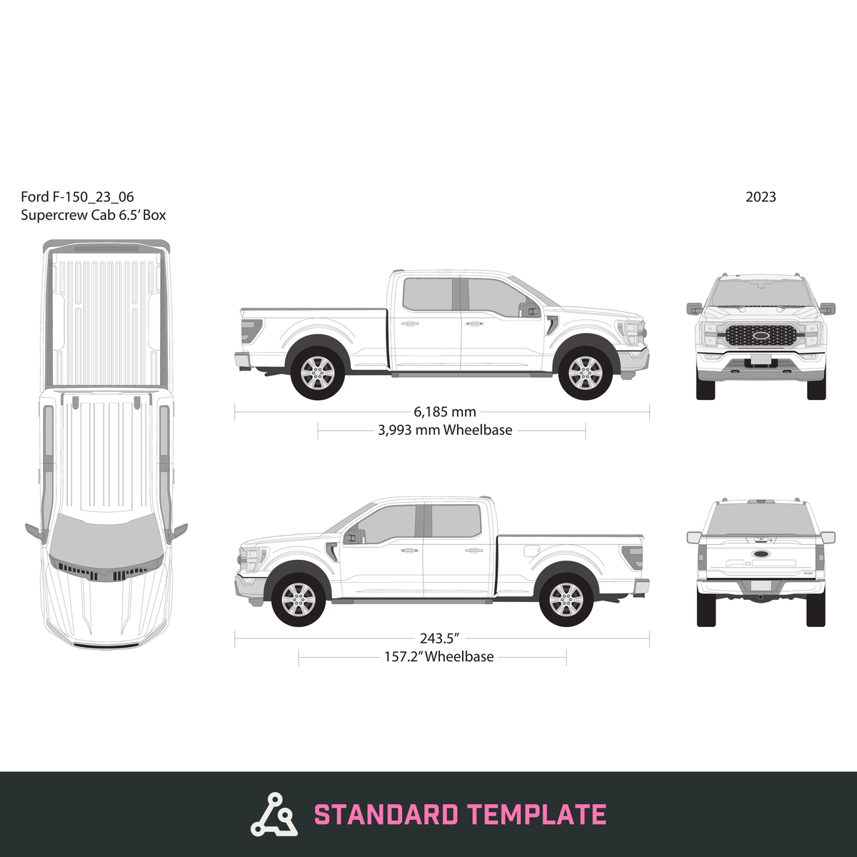 2023 Ford F-150 vector wrap template V06, Design-Ready PDF - GravBase