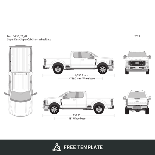 2023 Ford F-250 free vector vehicle wrap template - GravBase
