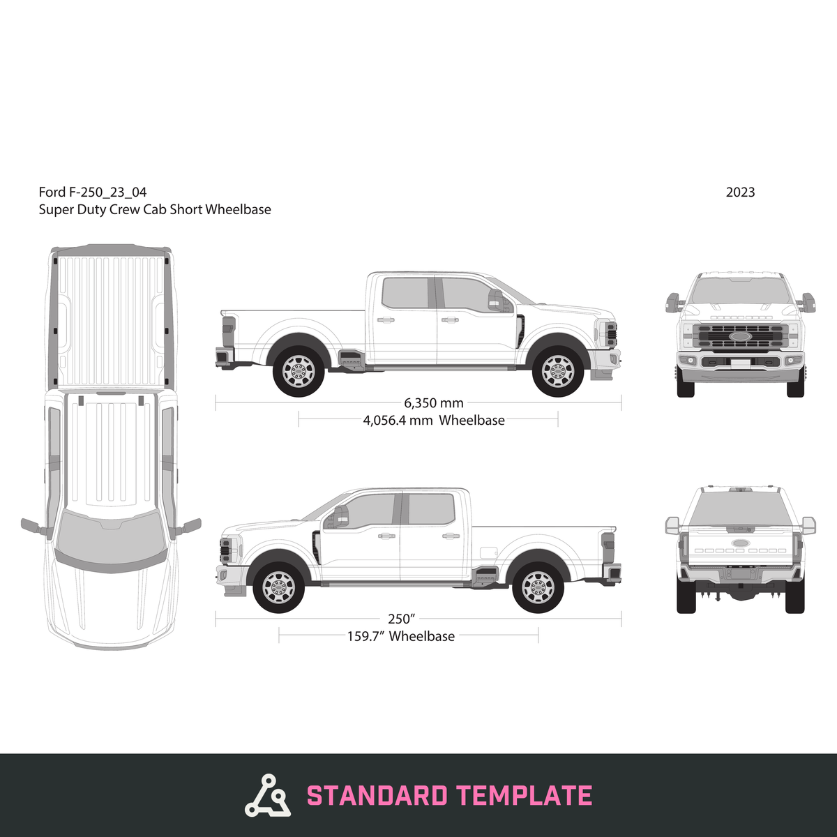 2023 Ford F-250 vector wrap template V04, Design-Ready PDF - GravBase