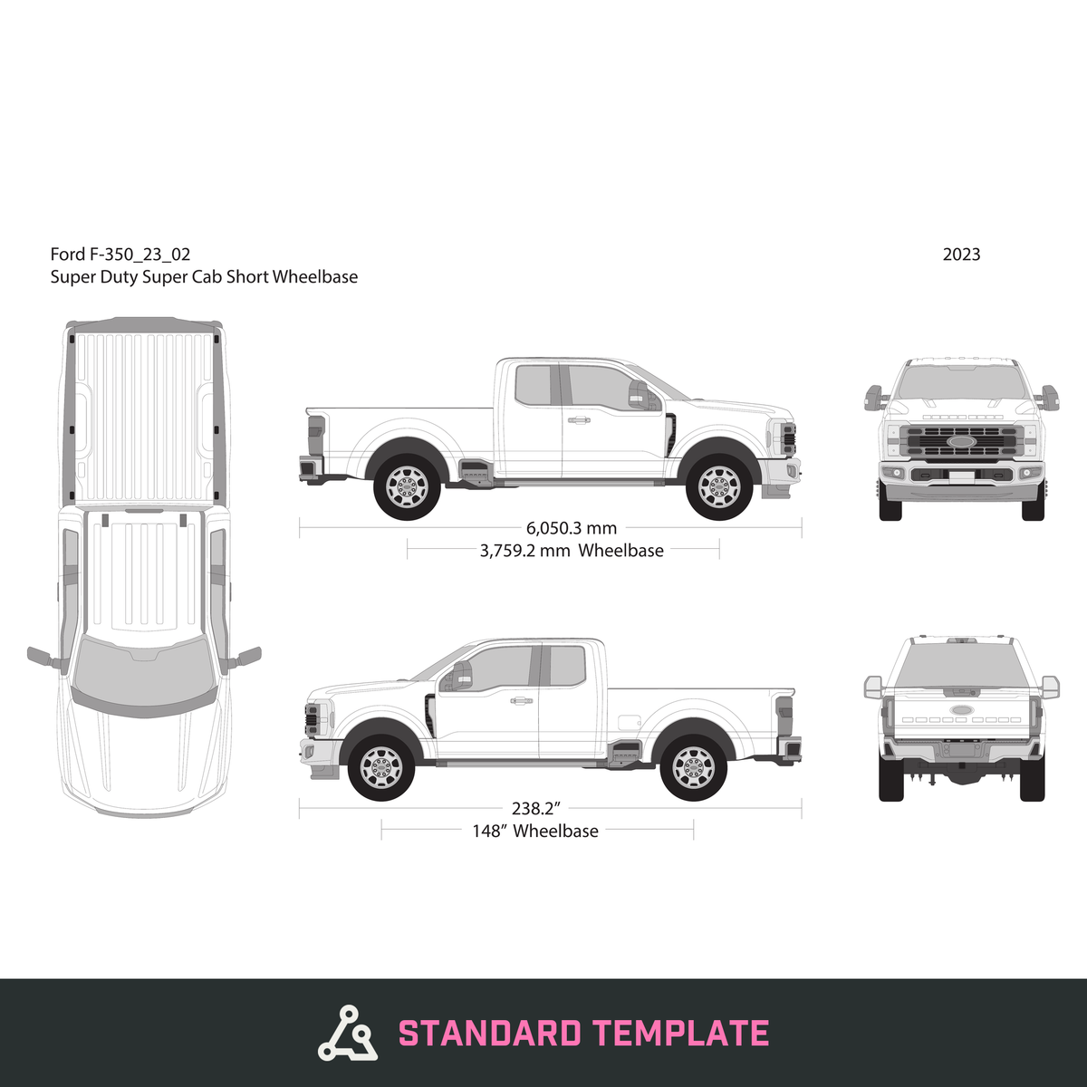 2023 Ford F-350 vector wrap template V02, Design-Ready PDF - GravBase
