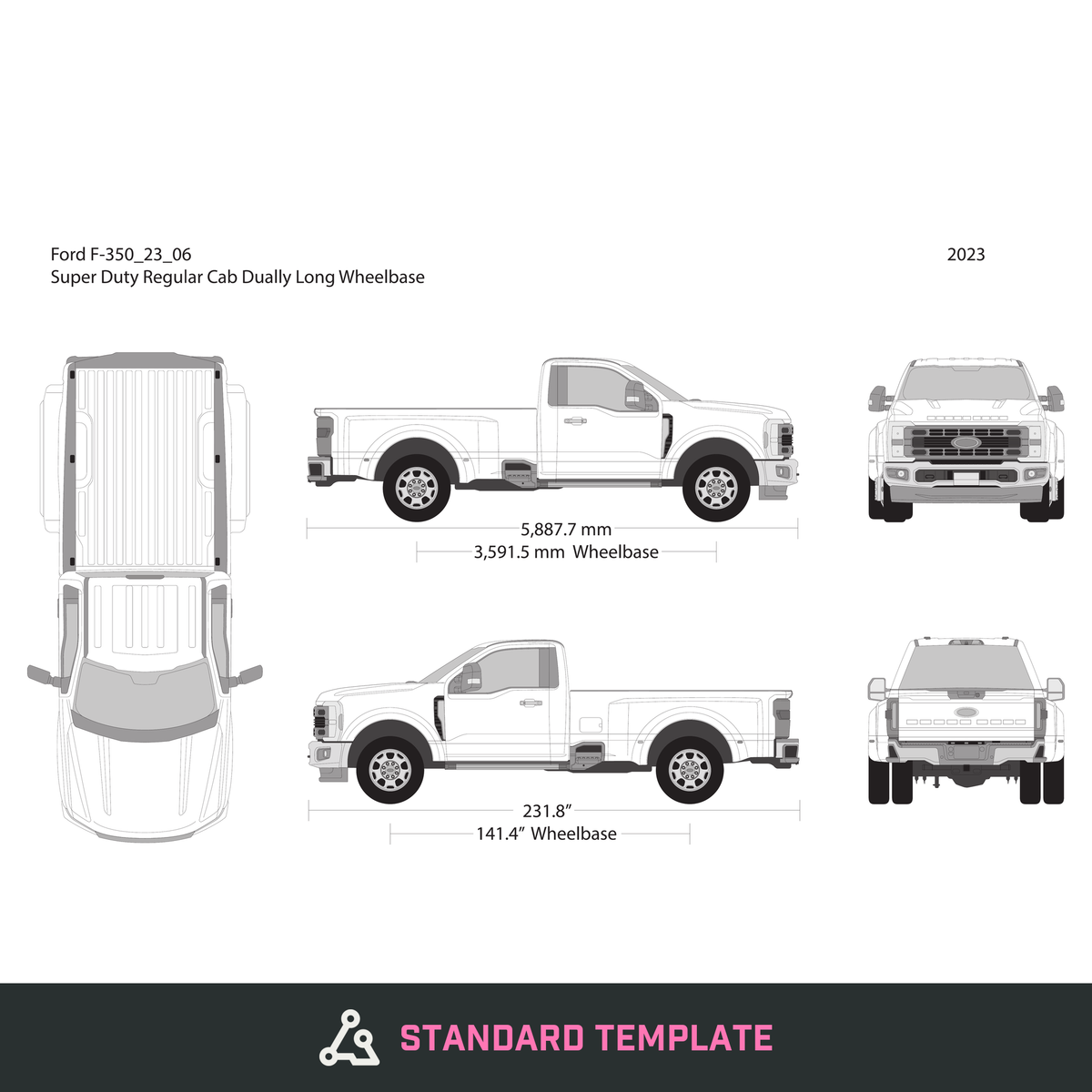 2023 Ford F-350 vector wrap template V06, Design-Ready PDF - GravBase