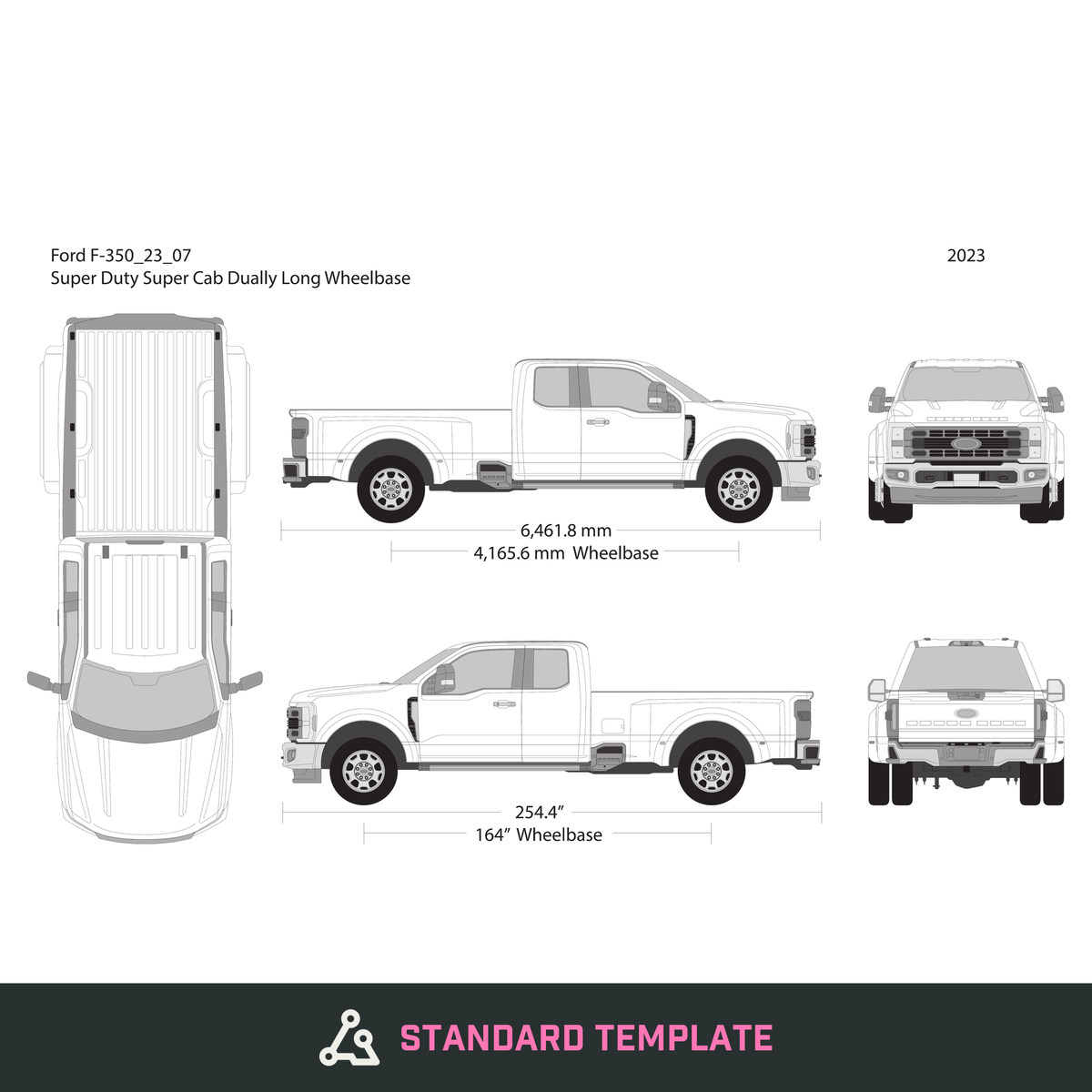 2023 Ford F-350 vector wrap template V07, Design-Ready PDF - GravBase