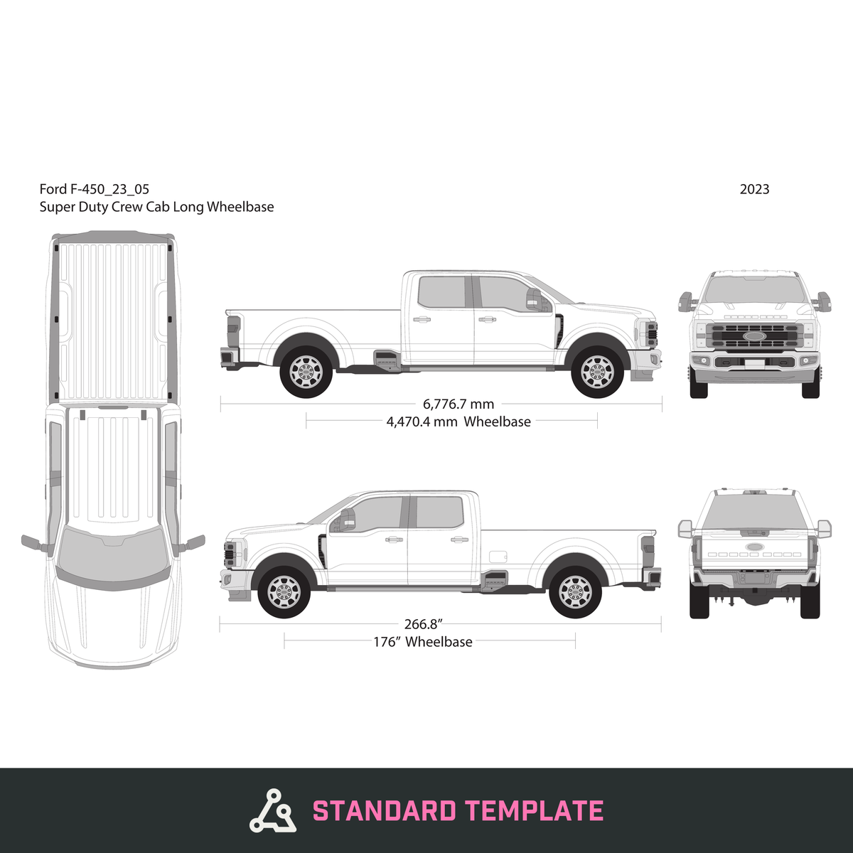 2023 Ford F-450 vector wrap template V05, Design-Ready PDF - GravBase