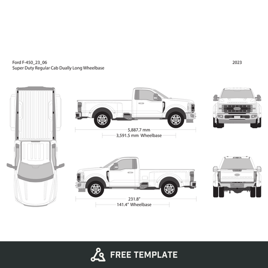 2023 Ford F-450 free vector vehicle wrap template - GravBase