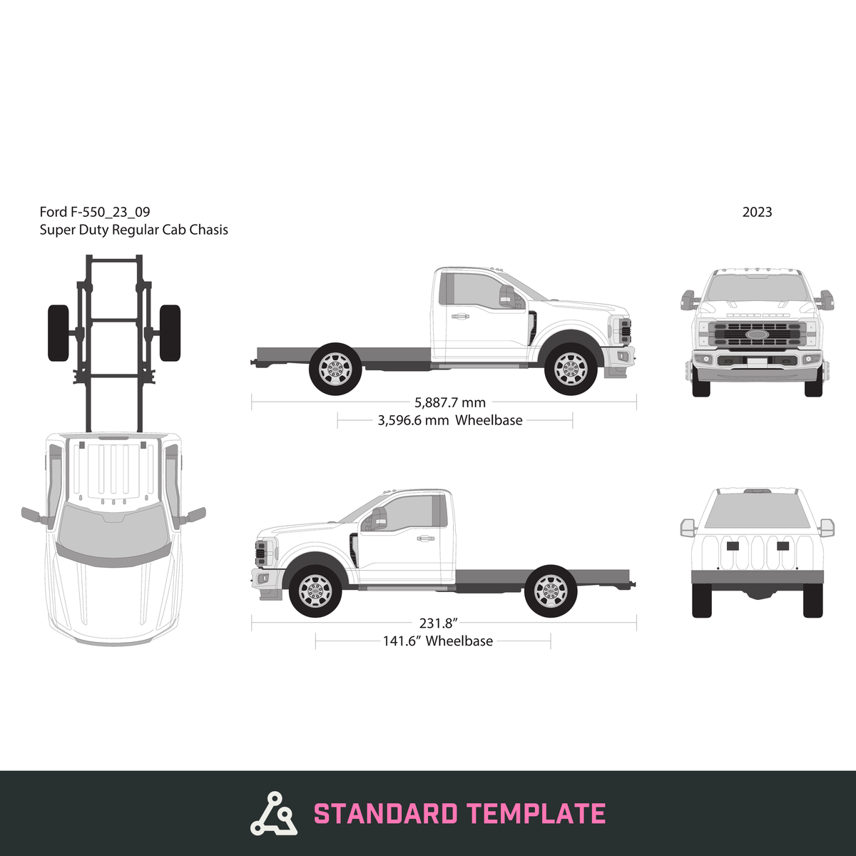 2023 Ford F-550 vector wrap template V09, Design-Ready PDF - GravBase