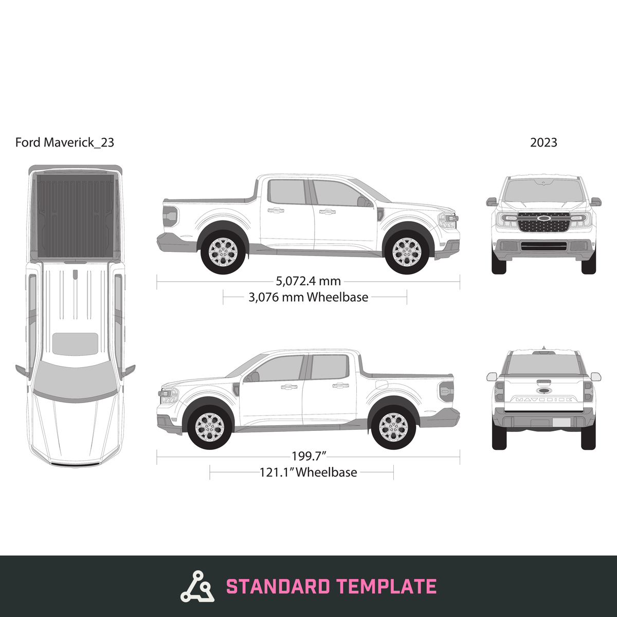 2023 Ford Maverick vector wrap template, Design-Ready PDF - GravBase