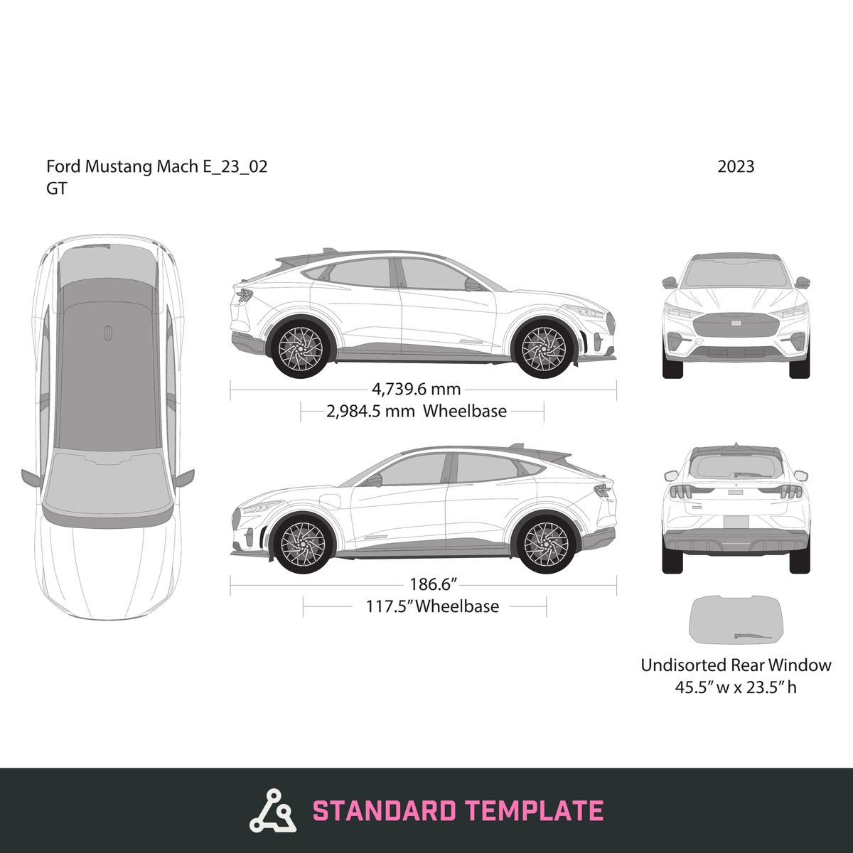 2023 Ford Mustang Mach E vector wrap template V02, Design-Ready PDF - GravBase