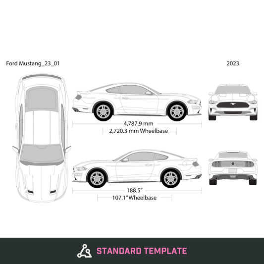 2023 Ford Mustang vector wrap template V01, Design-Ready PDF - GravBase