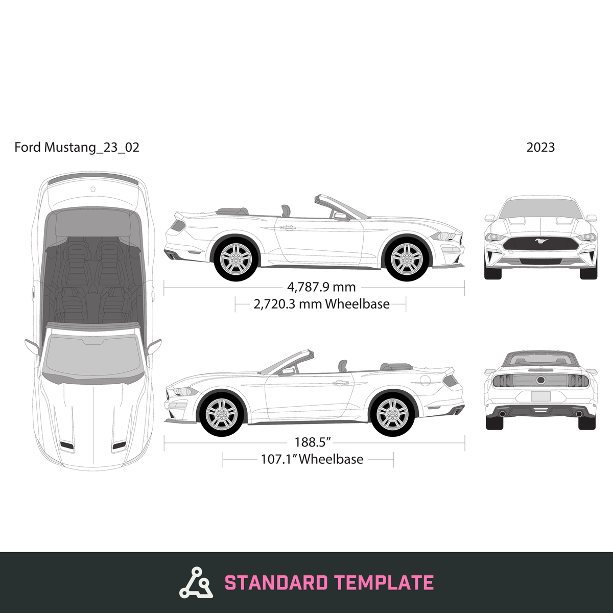 2023 Ford Mustang vector wrap template V02, Design-Ready PDF - GravBase