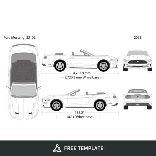 2023 Ford Mustang free vector vehicle wrap template - GravBase