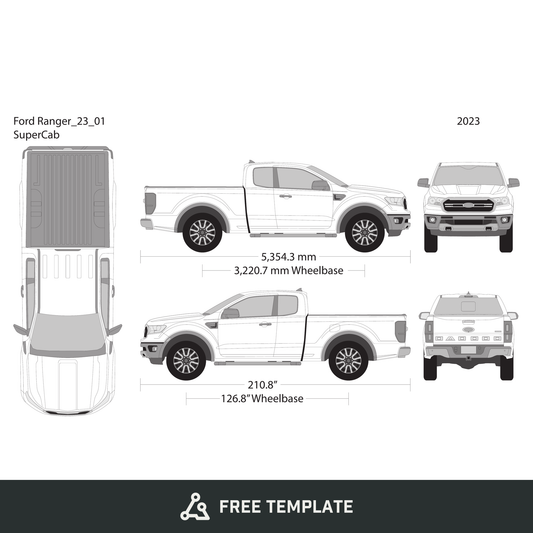 2023 Ford Ranger free vector vehicle wrap template - GravBase