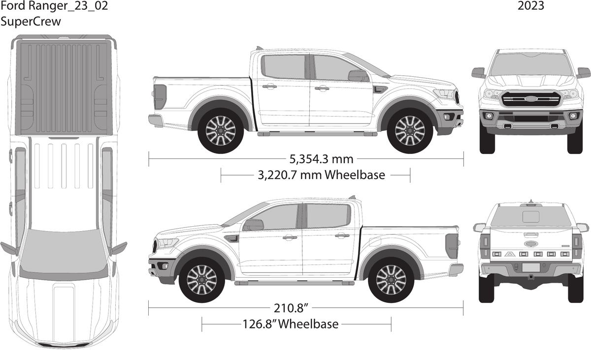 2023 Ford Ranger vector wrap template V02, Design-Ready PDF - GravBase