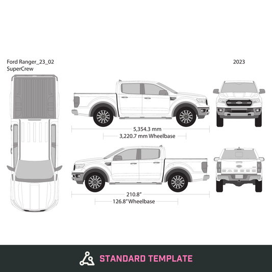 2023 Ford Ranger vector wrap template V02, Design-Ready PDF - GravBase