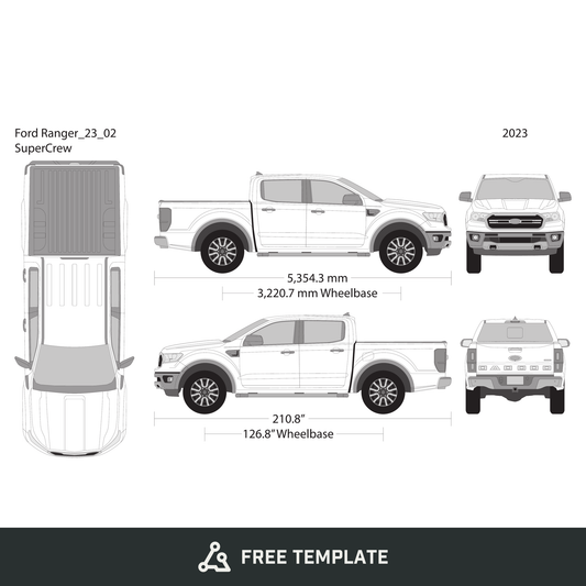 2023 Ford Ranger free vector vehicle wrap template - GravBase