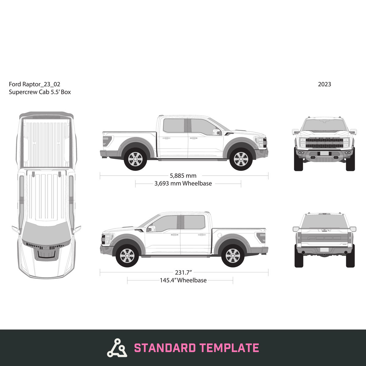 2023 Ford Raptor vector wrap template, Design-Ready PDF - GravBase