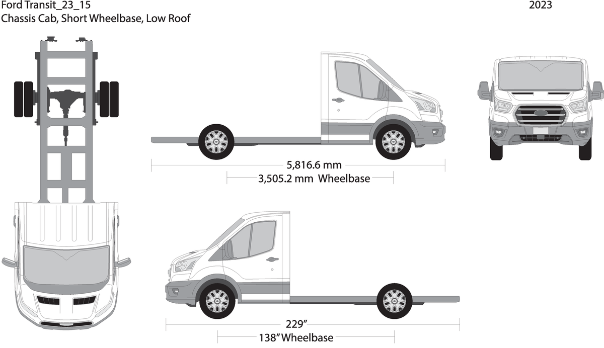 2023 Ford Transit Chassis V15 Vehicle Wrap Template