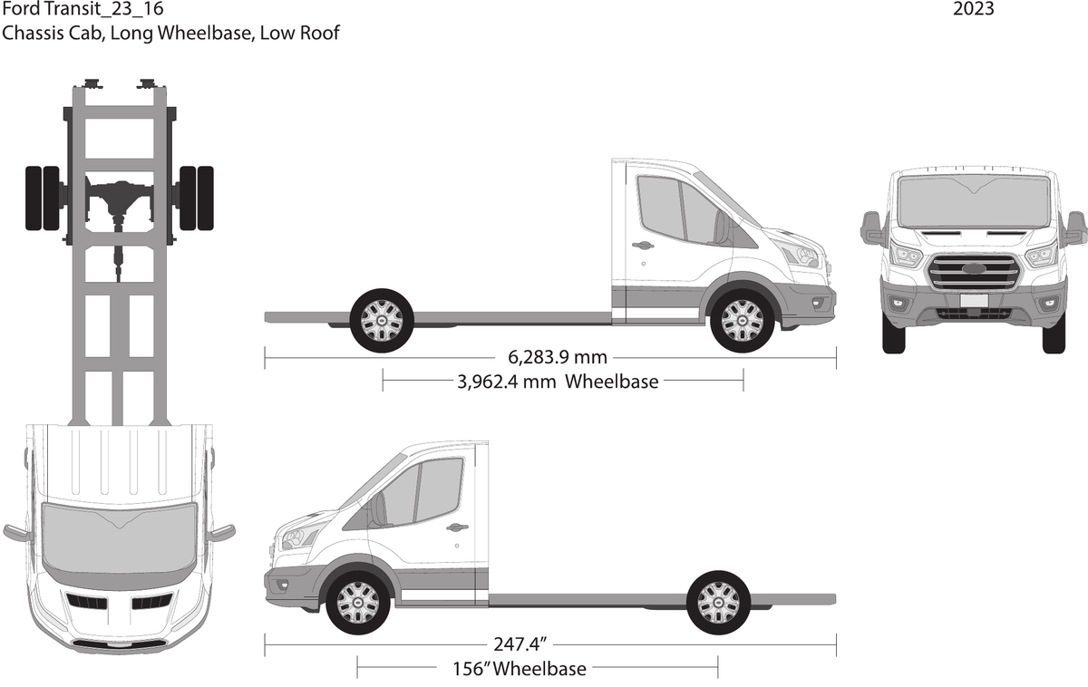 2023 Ford Transit Chassis vector wrap template V16, Design-Ready PDF - GravBase
