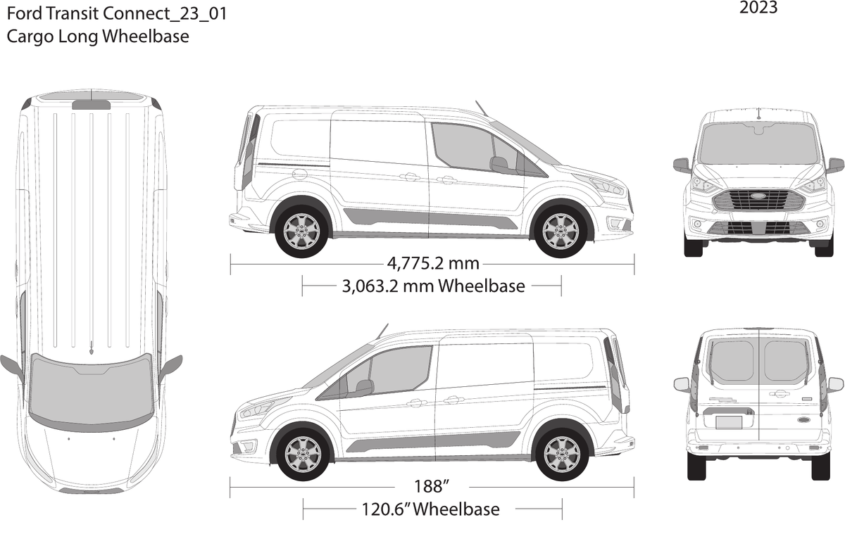 2023 Ford Transit Connect vector wrap template V01, Design-Ready PDF - GravBase