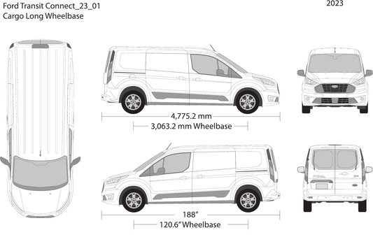 2023 Ford Transit Connect vector wrap template V01, Design-Ready PDF - GravBase