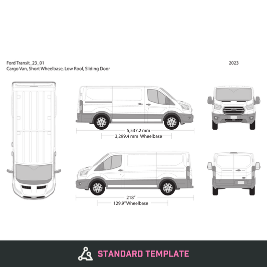 2023 Ford Transit Sliding Doors vector wrap template V01, Design-Ready PDF - GravBase