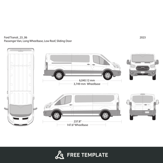 2023 Ford Transit Sliding Doors free vector vehicle wrap template - GravBase