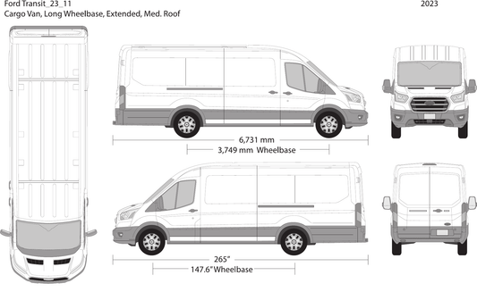 2023 Ford Transit Sliding Doors Vector Wrap Template - GravBase