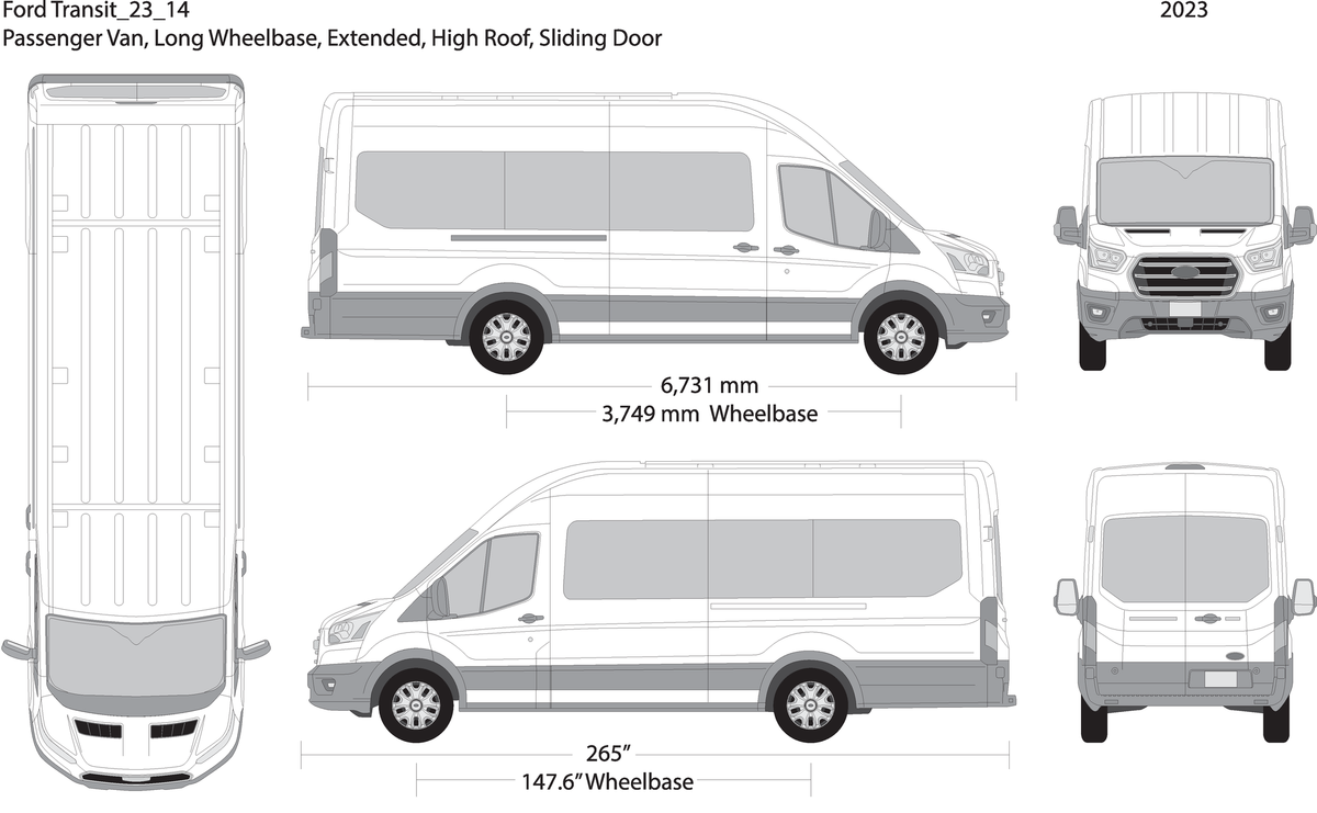 2023 Ford Transit Sliding Doors V14 Vehicle Wrap Template