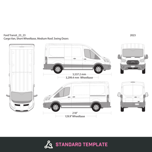2023 Ford Transit Swing Doors vector wrap template V23, Design-Ready PDF - GravBase