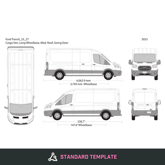 2023 Ford Transit Swing Doors vector wrap template V27, Design-Ready PDF - GravBase