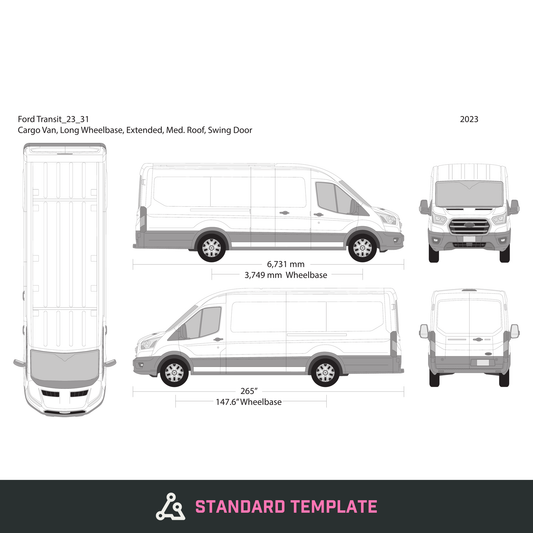 2023 Ford Transit Swing Doors vector wrap template V31, Design-Ready PDF - GravBase