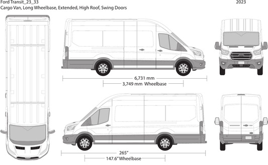 2023 Ford Transit Swing Doors Vector Wrap Template - GravBase