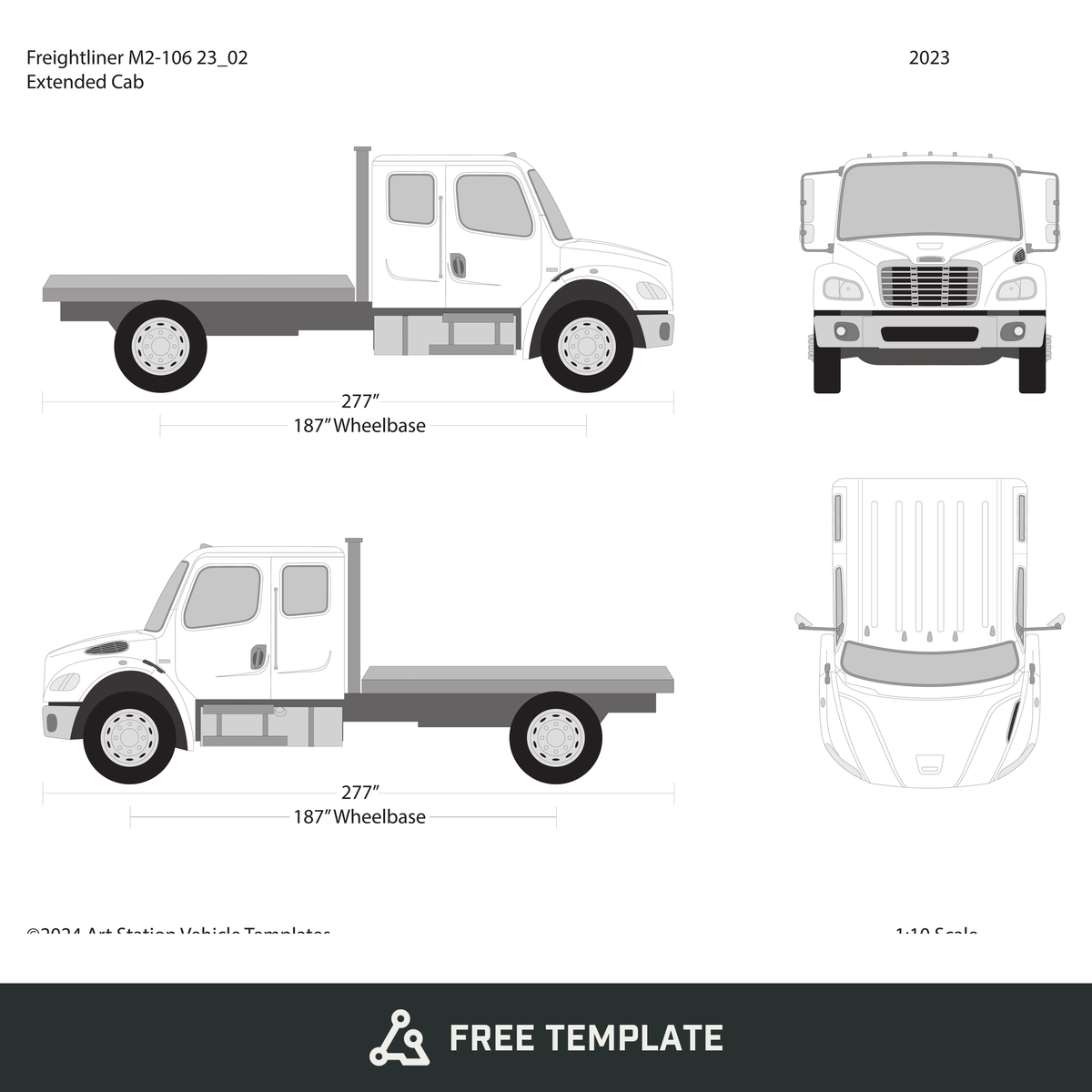 2023 Freightliner M2-106 free vector vehicle wrap template - GravBase