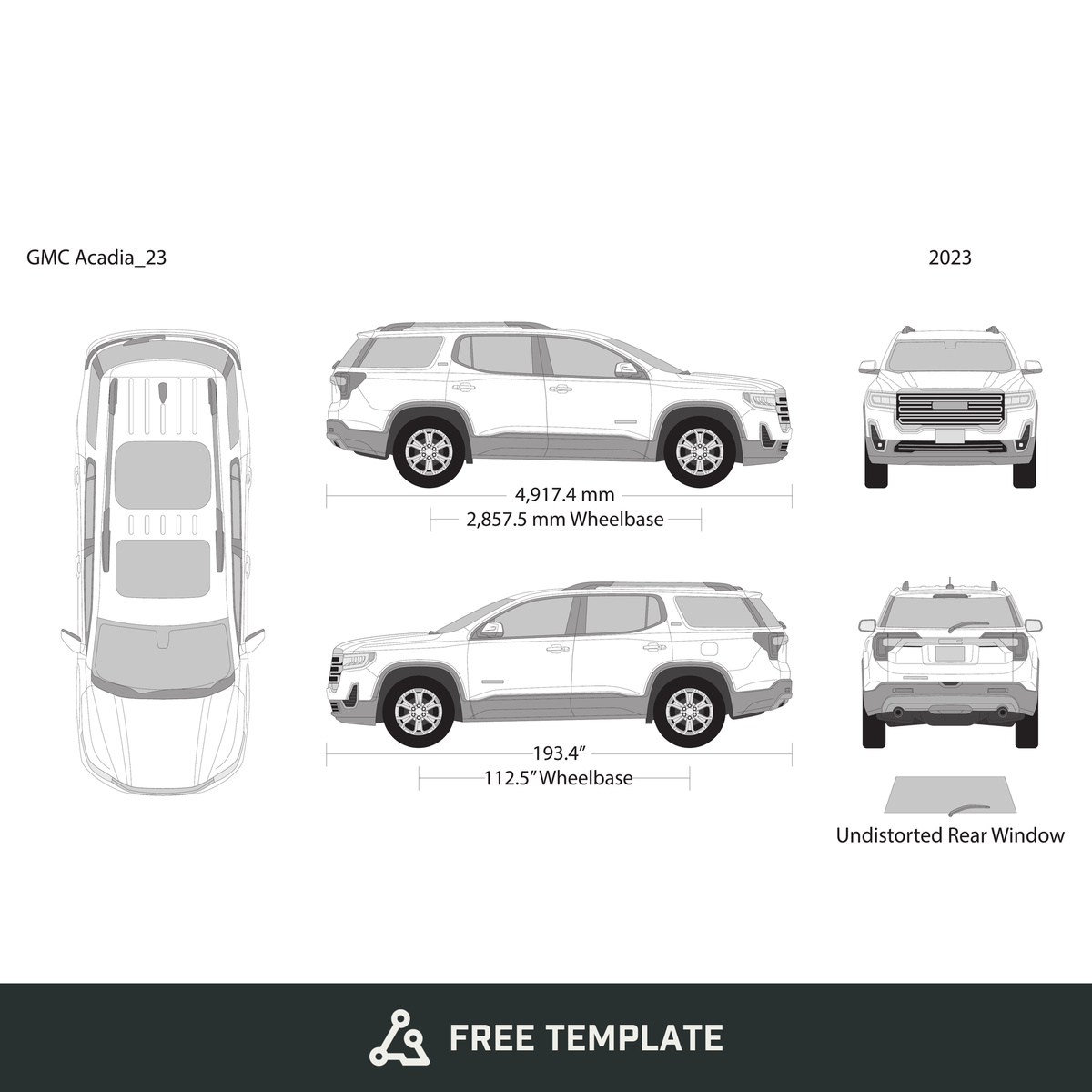 2023 GMC Acadia free vector vehicle wrap template - GravBase