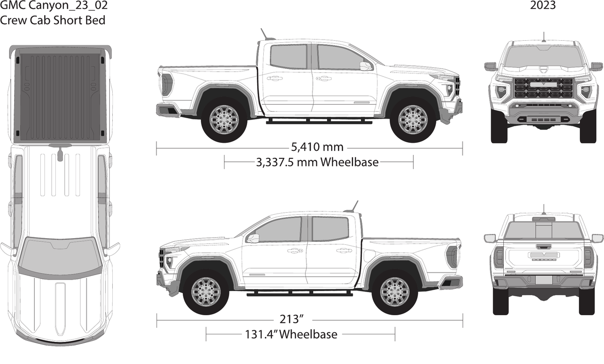 2023 GMC Canyon vector wrap template, Design-Ready PDF - GravBase