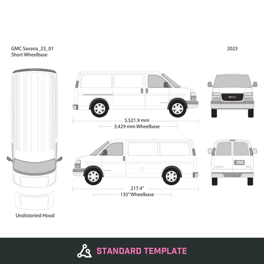 2023 GMC Savana vector wrap template V01, Design-Ready PDF - GravBase
