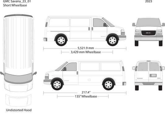 2023 GMC Savana vector wrap template V01, Design-Ready PDF - GravBase