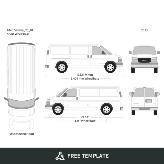 2023 GMC Savana free vector vehicle wrap template - GravBase