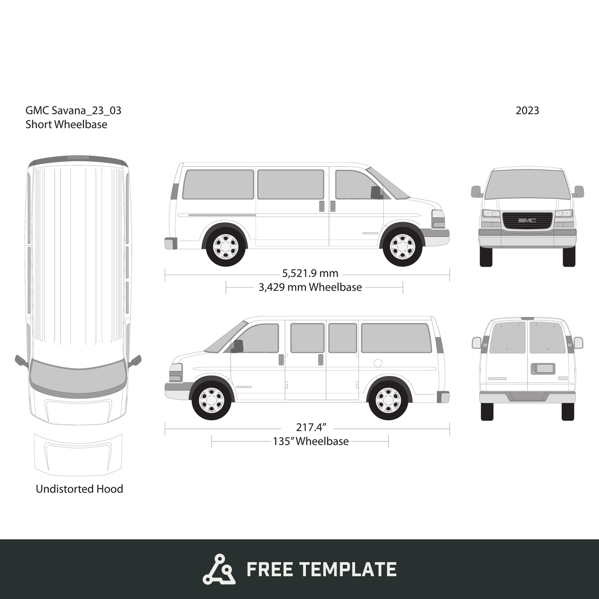 2023 GMC Savana free vector vehicle wrap template - GravBase