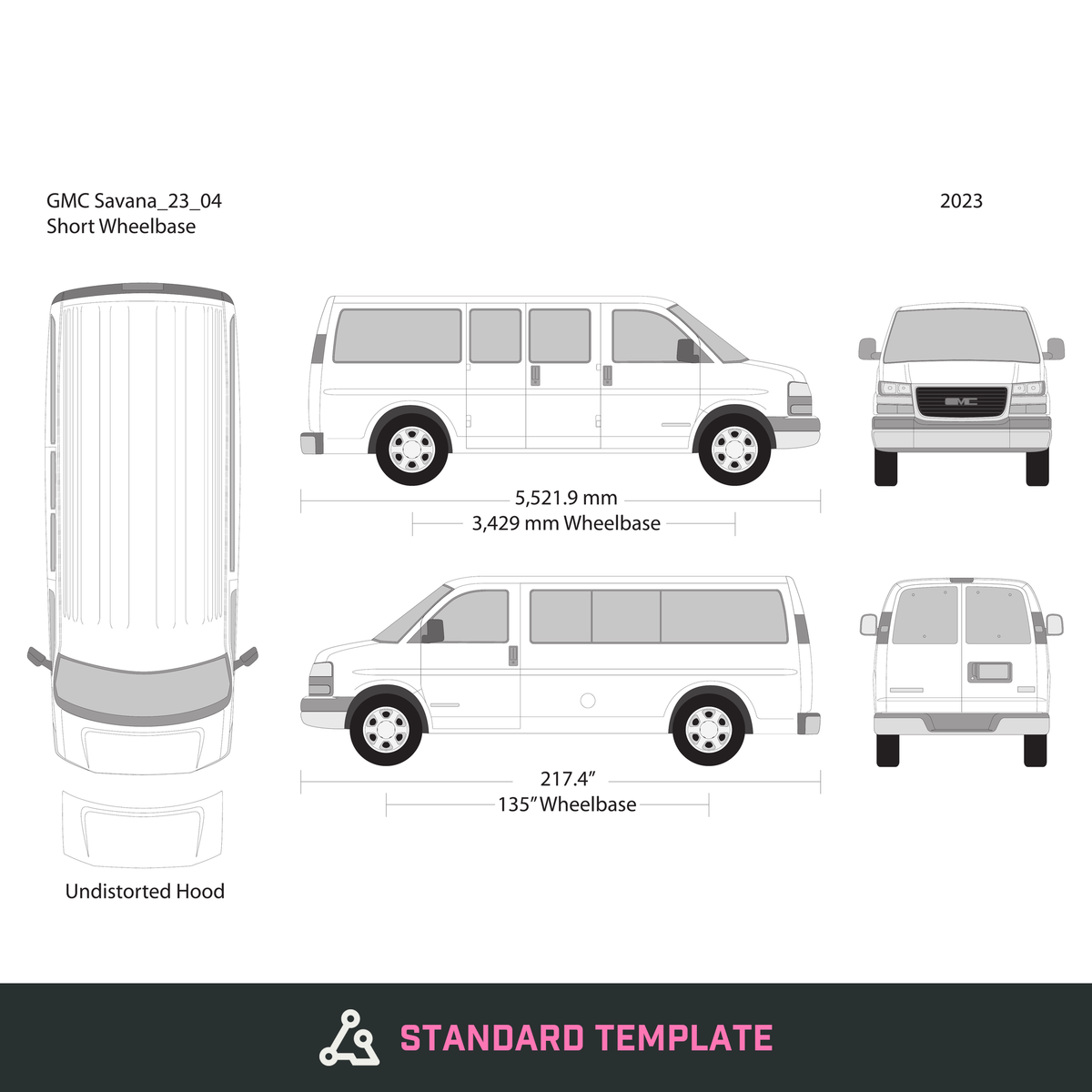 2023 GMC Savana vector wrap template V04, Design-Ready PDF - GravBase