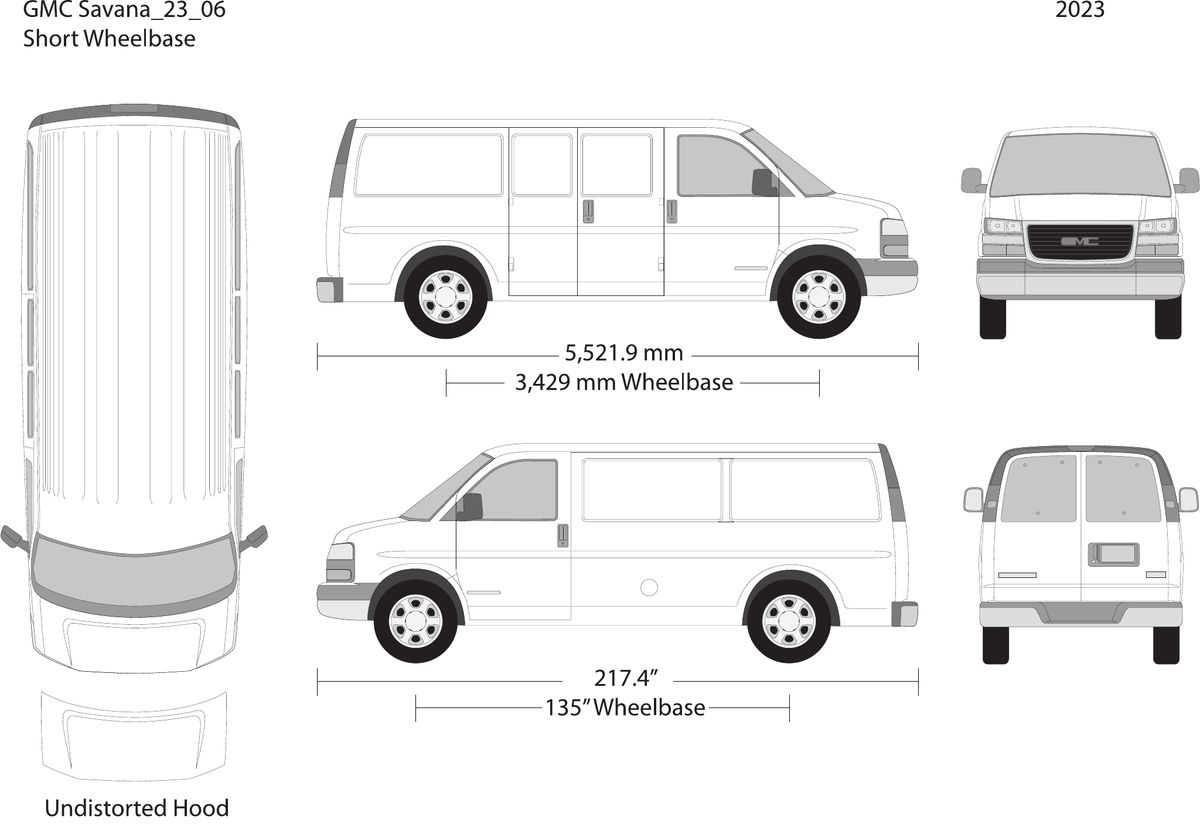 2023 GMC Savana vector wrap template V06, Design-Ready PDF - GravBase