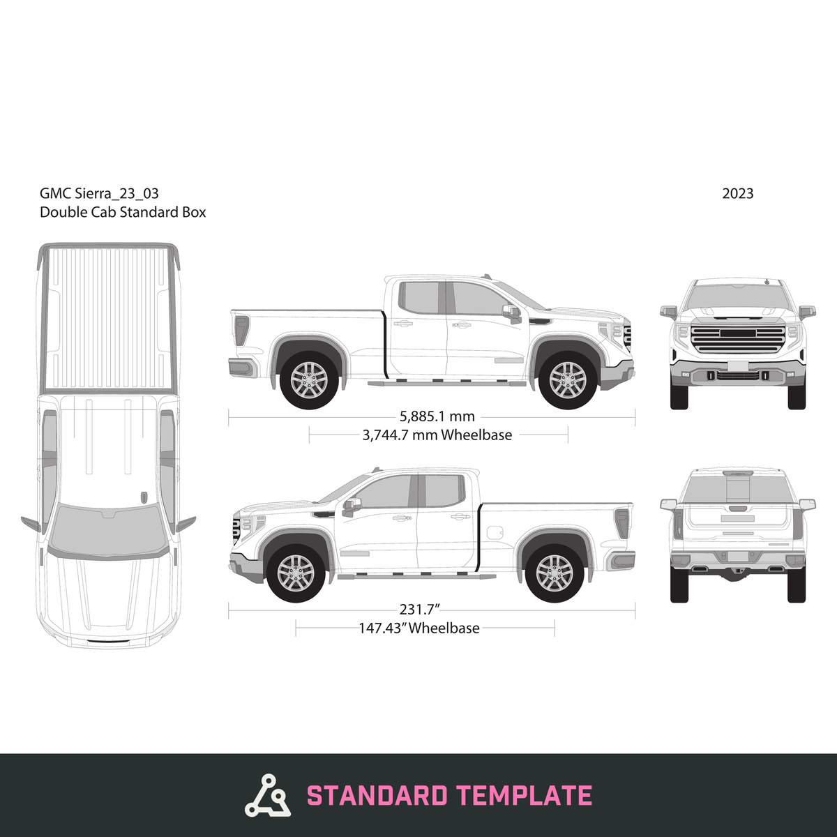 2023 GMC Sierra 1500 vector wrap template V03, Design-Ready PDF - GravBase