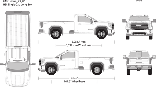 2023 GMC Sierra 2500-3500 HD vector wrap template V06, Design-Ready PDF - GravBase