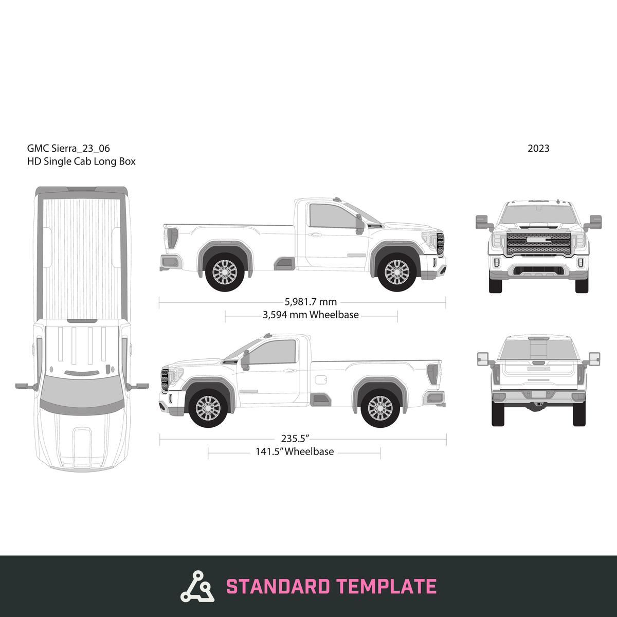 2023 GMC Sierra 2500-3500 HD vector wrap template V06, Design-Ready PDF - GravBase