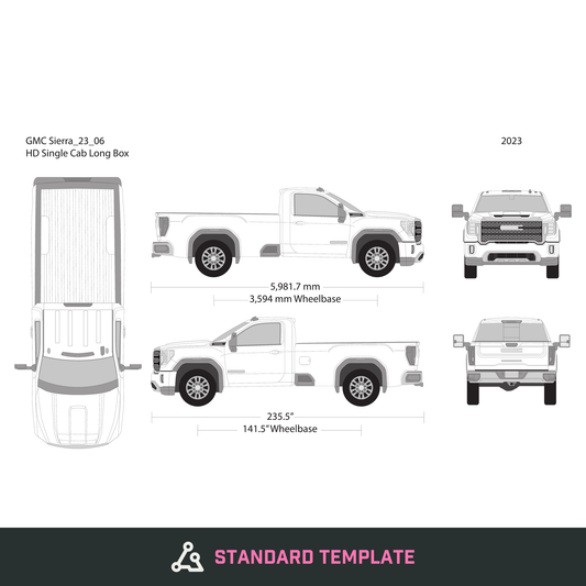2023 GMC Sierra 2500-3500 HD vector wrap template V06, Design-Ready PDF - GravBase