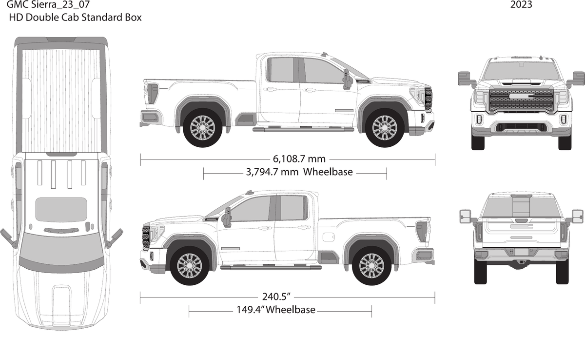 2023 GMC Sierra 2500-3500 HD vector wrap template V07, Design-Ready PDF - GravBase
