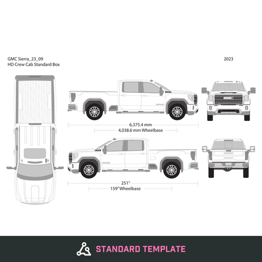 2023 GMC Sierra 2500-3500 HD vector wrap template V09, Design-Ready PDF - GravBase
