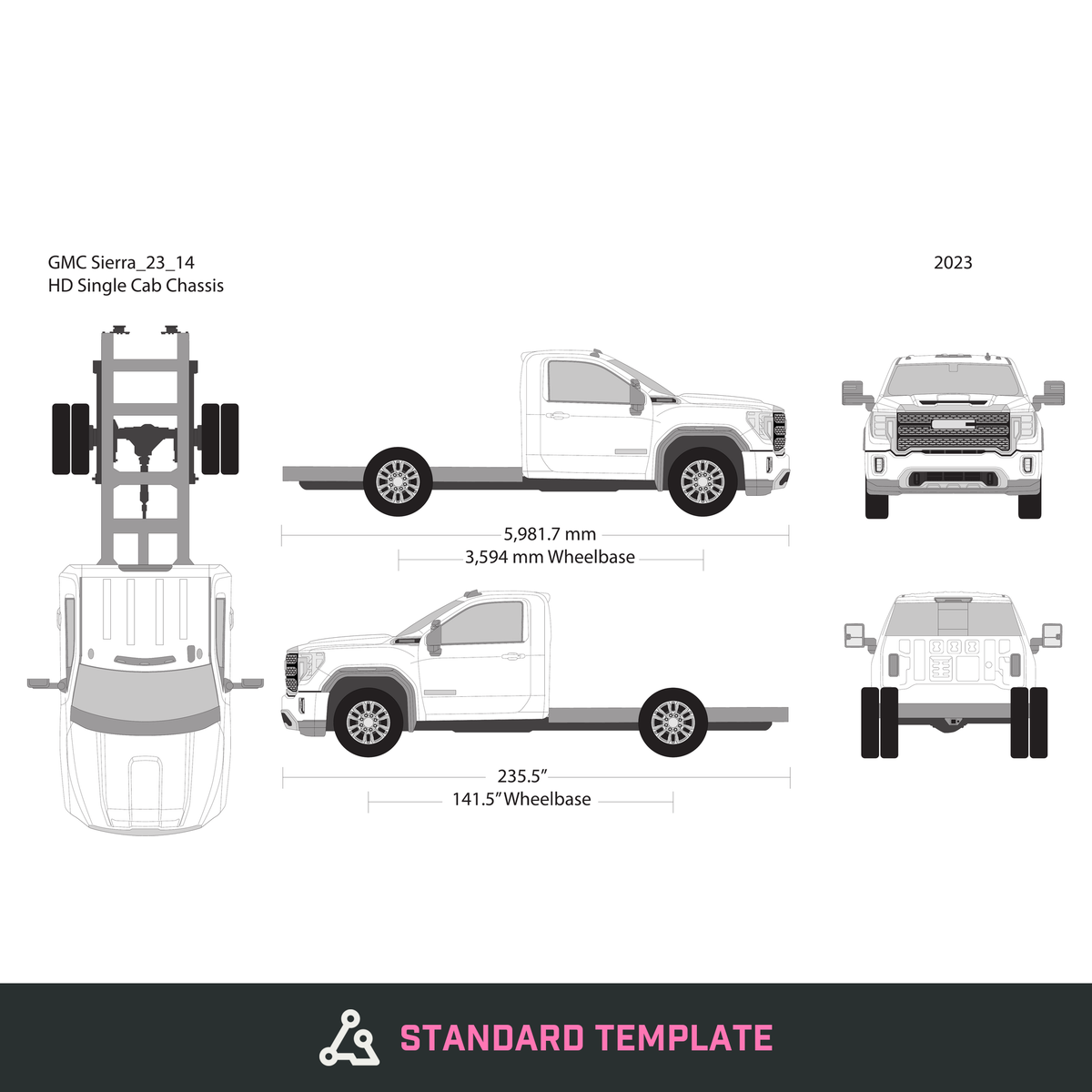 2023 GMC Sierra 2500-3500 HD vector wrap template V14, Design-Ready PDF - GravBase